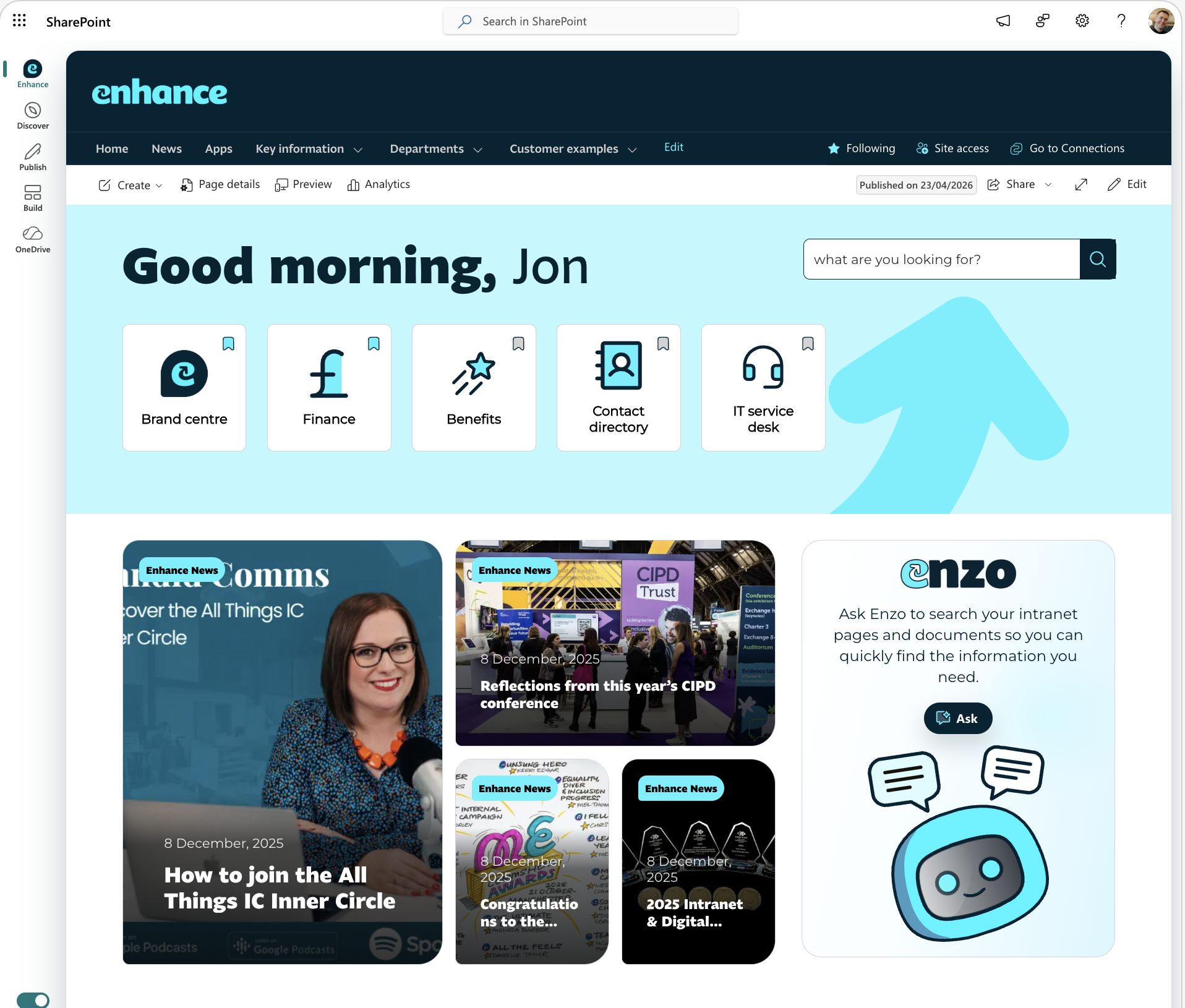 Enhance intranet screenshot